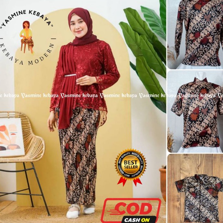 Paling Laris COUPLE KEBAYA AURORA SELENDANG SET KEMEJA BATIK MODERN / COUPLE AURORA SELENDANG KELUAR
