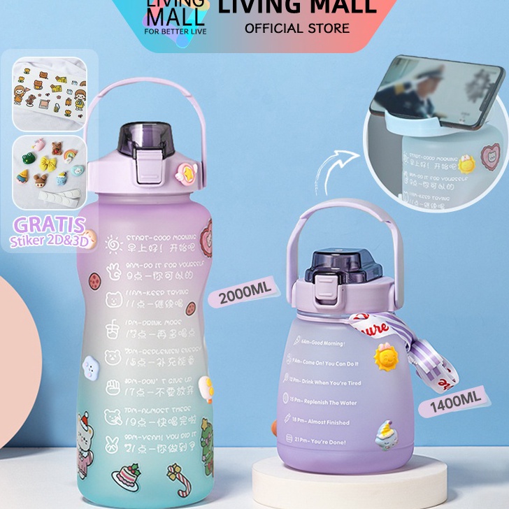 Ready Bottle Big Belly / Botol Minum Stiker Lucu 2D 3D 1,4 L 2 Liter Korea Viral Ready