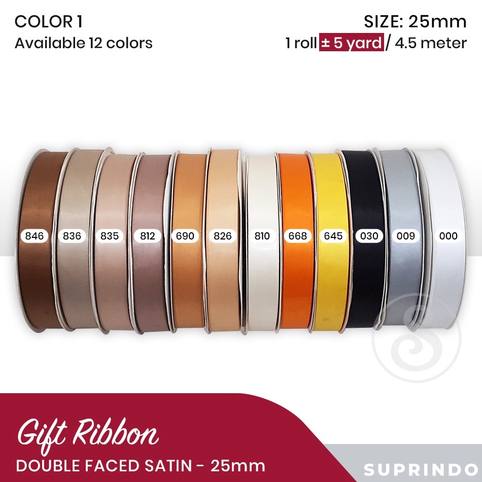 

[PROMO ZXW4] PER 4,5 METER/5 YARD Pita SATIN IMPORT/ Double Faced Satin 25 mm (3) Trendy
