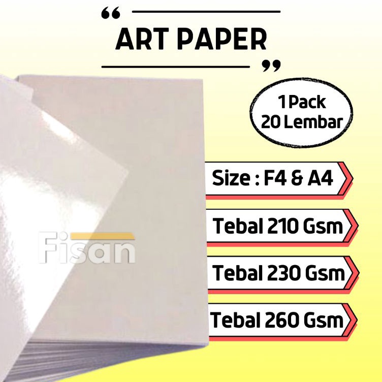 

✷Harga Promo✽ 20 Lembar Art Paper Karton F4 A4 210 230 260 Gsm A79