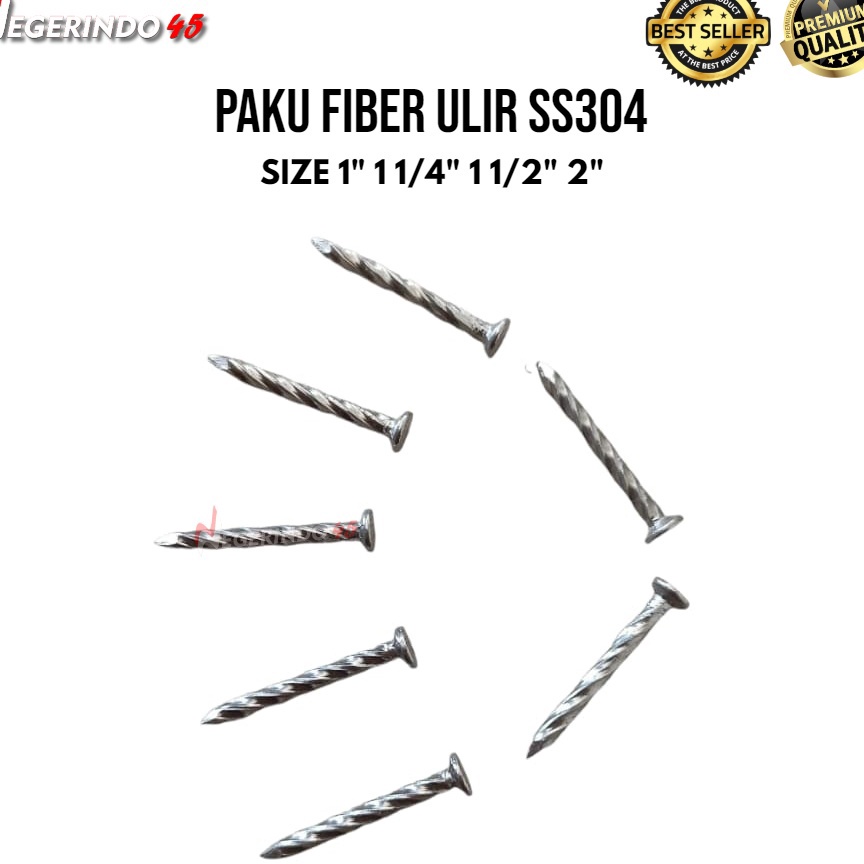 New Paku fiber kapal ss304 1, 1¼, 1½, 2 / paku ulir stainless ss 304 paku ulir paku kayu paku tembok