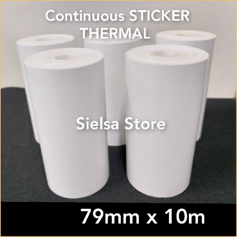 

Ready`Kertas Stiker printer thermal 80mm x 10 meter Continuos/Label sticker cetak resi alamat olshop premium