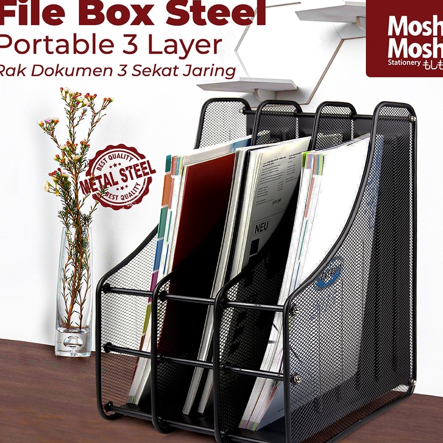 

HQQD8142 11.11 File Box Foldable Steel 3 Layer Rak Penyimpanan Dokumen 3 Sekat Jaring Besi
