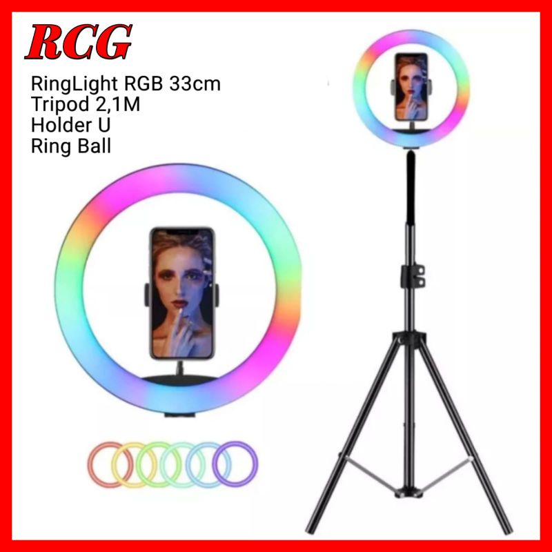 Ring Light RGB Rainbow 33cm Light stand Tripod 2,1M Ringlight 33cm RGB Rainbow + Tripod 2,1 Meter Tr