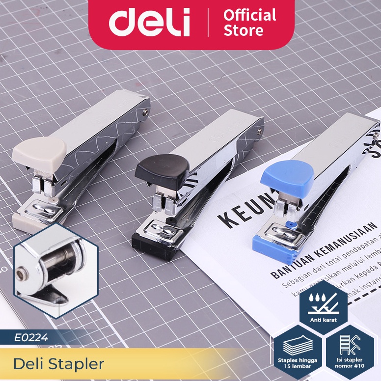 

RTG-76 Deli Stapler / Hekter Metal Berlapis Plastik Staples Isi Ukuran 10#/12# Keperluan Kantor E0224 E0425 AIS
