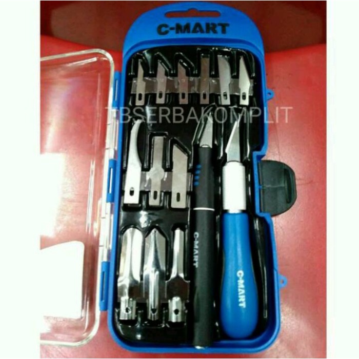 

Cmart Hobby knife set 14pcs Pisau Ukir kertas kayu karet pen C-mart