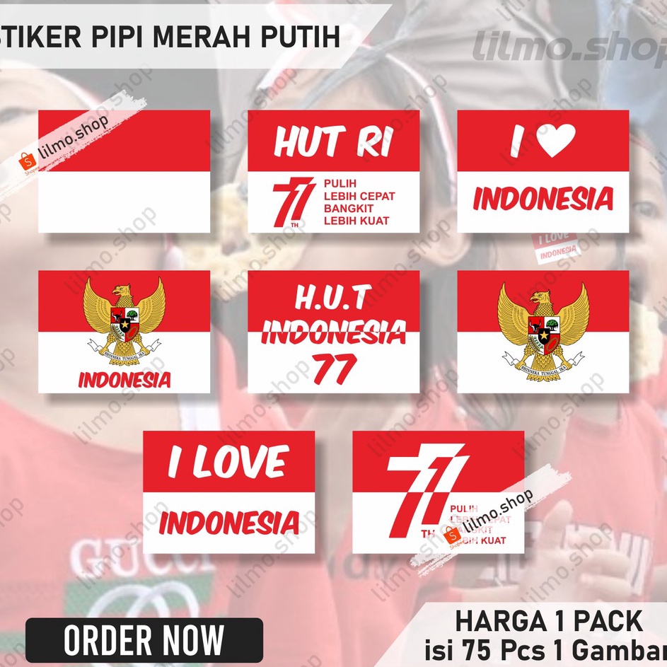 

RHKF5217 [KODE 77] (1 PACK ISI 75 PCS) Stiker Pipi Merah Putih, Stiker Merah Putih, Stiker Lomba Agustusan