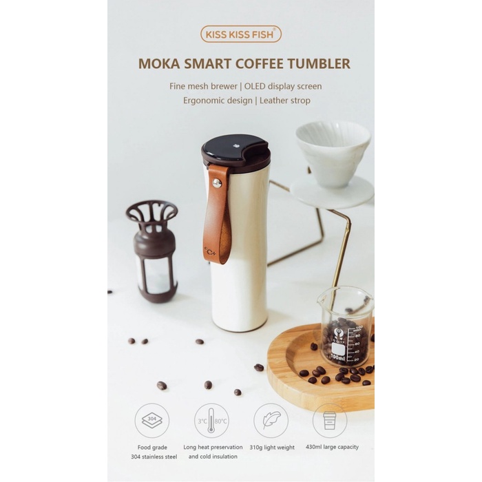 KISS KISS FISH MOKA -Smart Coffee Travel Mug Tumbler OLED 430ml