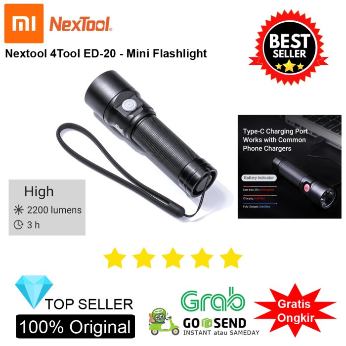 Terlaris Xiaomi Senter Led Nextool Ed20 2200 Lumens - For Camping Sepeda Mobil