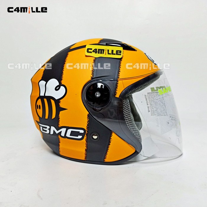 Helm Bmc Milan Fluffy Bee Black Doff Bumble Bee Half Face