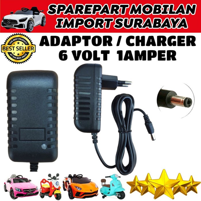 Charger Adaptor 6 Volt Mobil Aki Mainan Anak Motor Aki Anak Vespa -1002