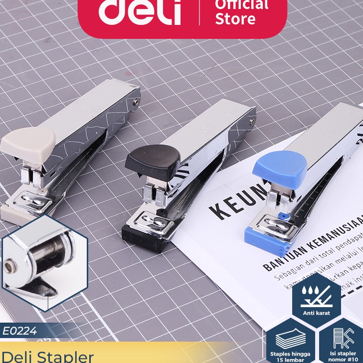 

✹Model Baru→ Deli Stapler / Hekter Metal Berlapis Plastik Staples Isi Ukuran 10#/12# Keperluan Kantor E0224 E0425 B90 ✻