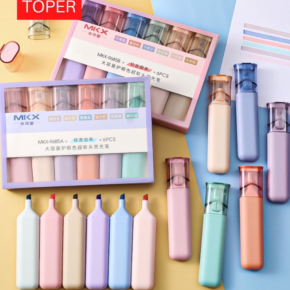 

➼Kirim Sekarang✽ CCBHL TOPER Stabilo Set Isi 6pcs Warna Macaroon Soft Pastel Estetik Aesthetic Highlighter Y90 Diskon