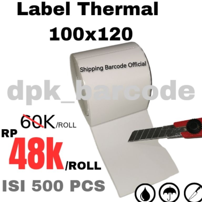 

Dijamin Baru Label Thermal 100x120 isi 500pcs, Kertas Thermal 100x120, Kertas Resi 100x120, Label Thermal 100x120, Barcode Label 100x120 core 1 inch HFY