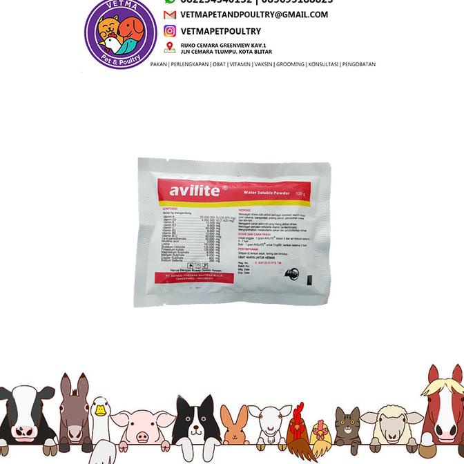 `````````] avilite 100 gr - antidefisiensi vitamin, mineral dan asam amino unggas