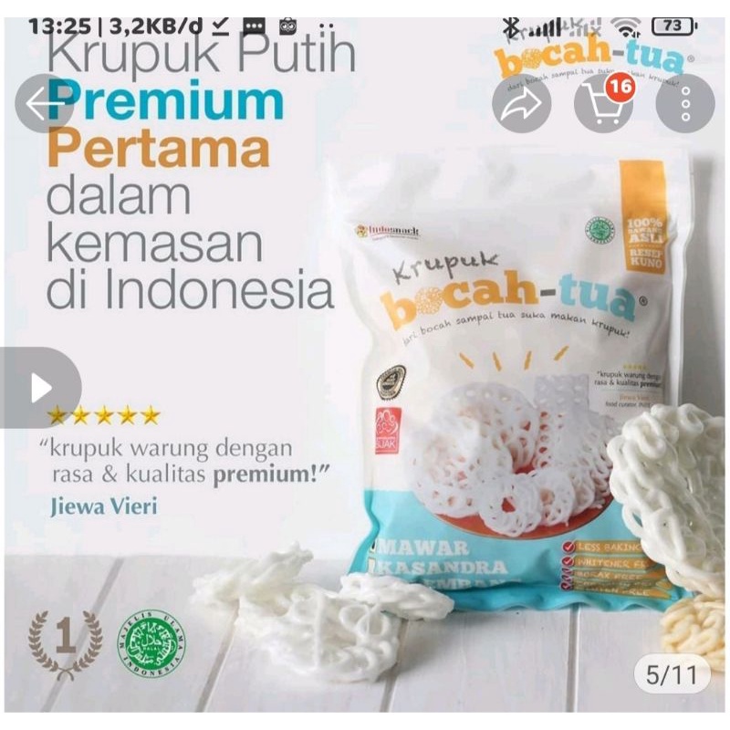 

Kerupuk Bocah Tua 500 Gr/ Kerupuk Sehat Bahan Ala Gluten Free