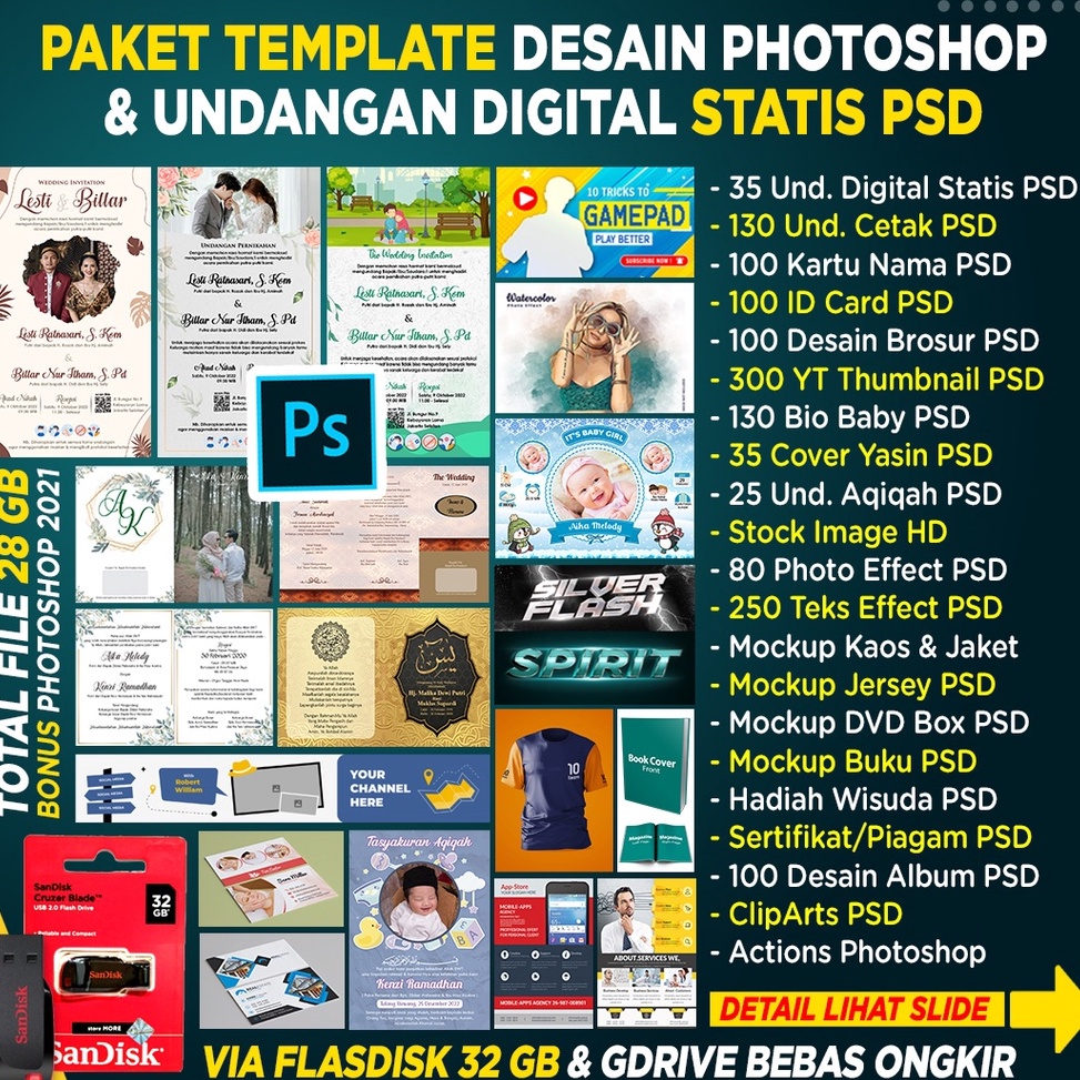 Terbaru➭ YYWLQ Paket Template Desain Photoshop Undangan Digital Statis Rustic Pernikahan Cetak PSD Z