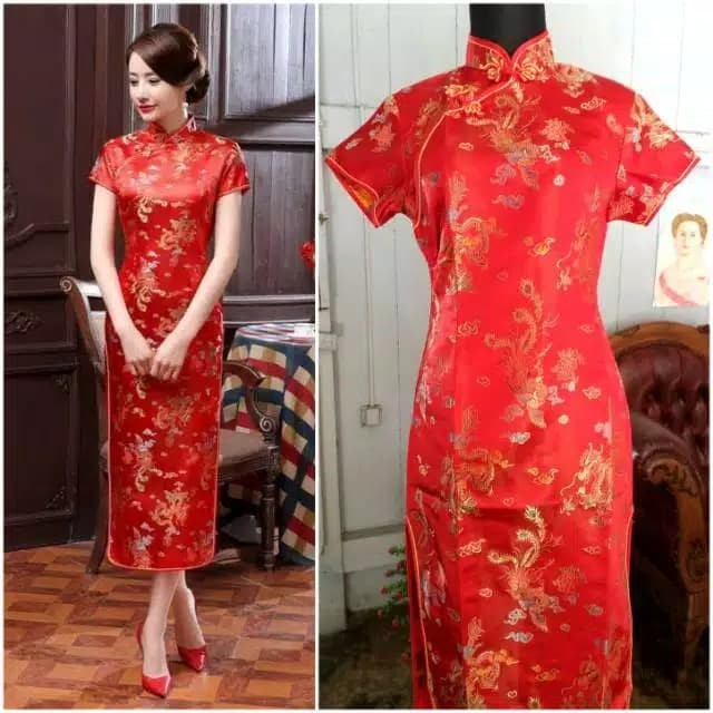 Early Ferline Cheongsam Elegant Dress Chinese Lunar Imlek Baju Wanita Mrw