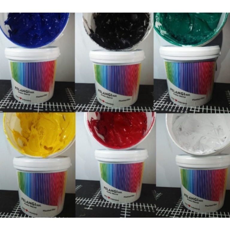 ❅Ready Stok GEKBK Murah 1 kg eko cat tinta sablon plastisol utk merah kuning hijau biru putih hitam 