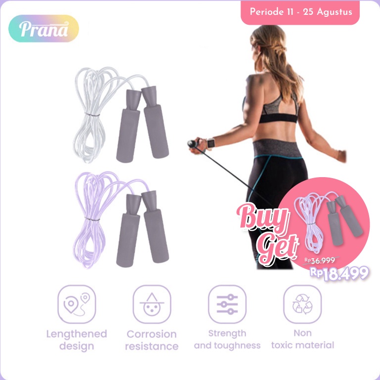 ➶Laris✣ B6WBJ PRANA Foam Jump Rope 2.75 M / Lompat Tali Gagang Anti Licin / Skipping Rope / Tali Ski