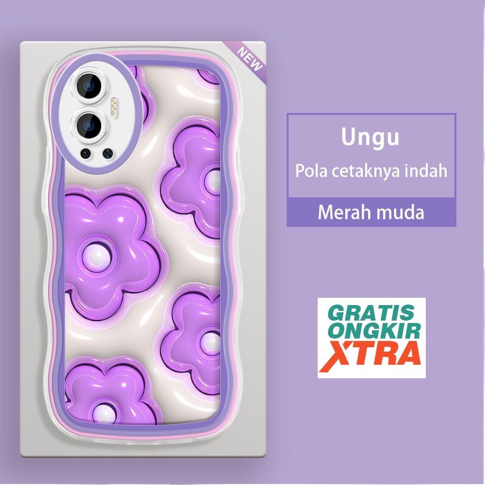 Infinix Hot 8 Pro 9 10 11 12 Play 10 lite 11s NFC 12i Casing Ponsel  Bunga ungu 3D  warna-warni gelo