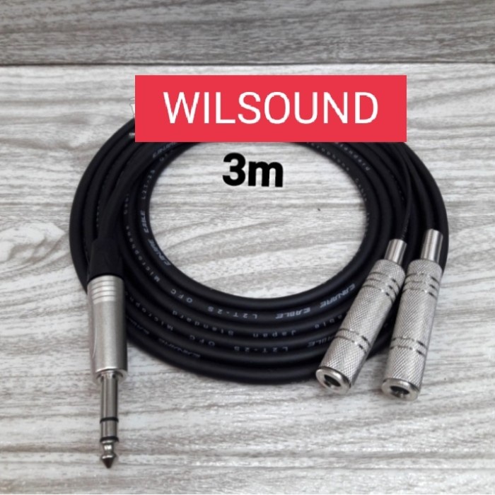 Kabel Audio Canare Jack Akai Stereo 6.5Mm To 2 Akai Female 6.5Mm 3M