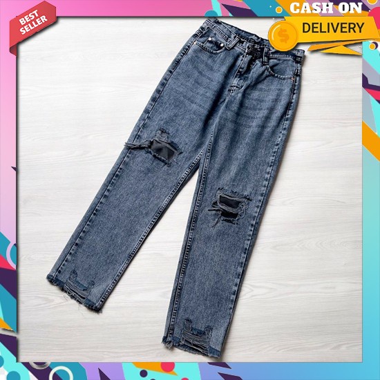 Clana Jin Highwaist Kulot Tebal Celana Jean Wanita Jumbo Celana Jeans Wanita High Waist Bahan Nyaman