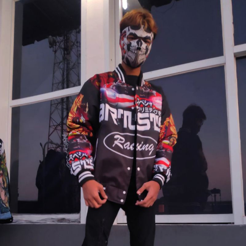 Jaket Varsity Hitam Gambar Full Printing Pria Dan Wanita Brutalists Bvp 013