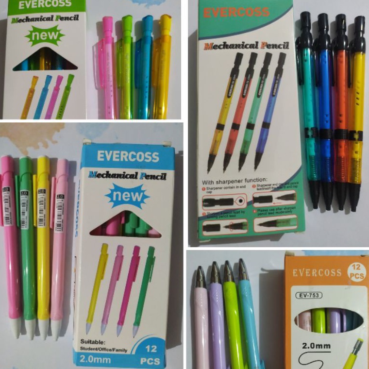 

➯Model Terkini⁂ Pensil Mekanik isi 2.0MM evercoss/ (DAPAT 12PC)/ Pensil Cetekan/ B76 ✴