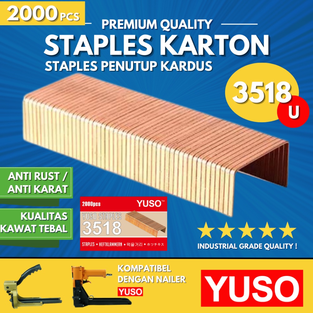 

[CODE BARANG 505SAI] Isi Staples Karton Kardus 3518 YUSO Carton Besar 3518U 18mm Kerenz