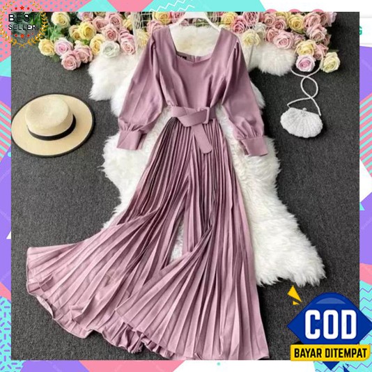 Dress Wanita Terbaru 2023 Korean Style Maxidres Murah Muslim Motif Games  Bangkok Lengan Panjang Bus