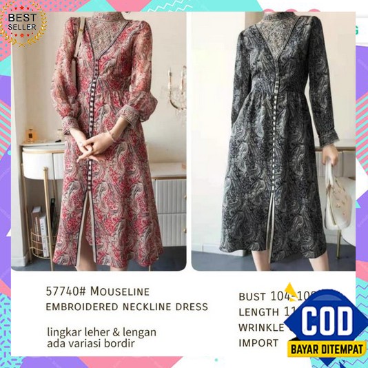 Dress Wanita Terbaru 2023 Korean Style Busana Muslimah Perempuan Trendy Gamus Bunga Outfit Terusan G