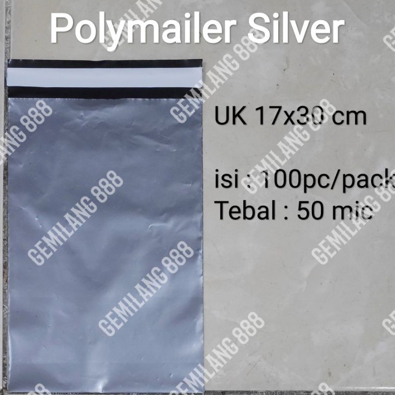 

MLKJ-78 Plastik Polymailer uk 17x30 (100pcs), Plastik Packing Lem silver, Plastik lem NRM