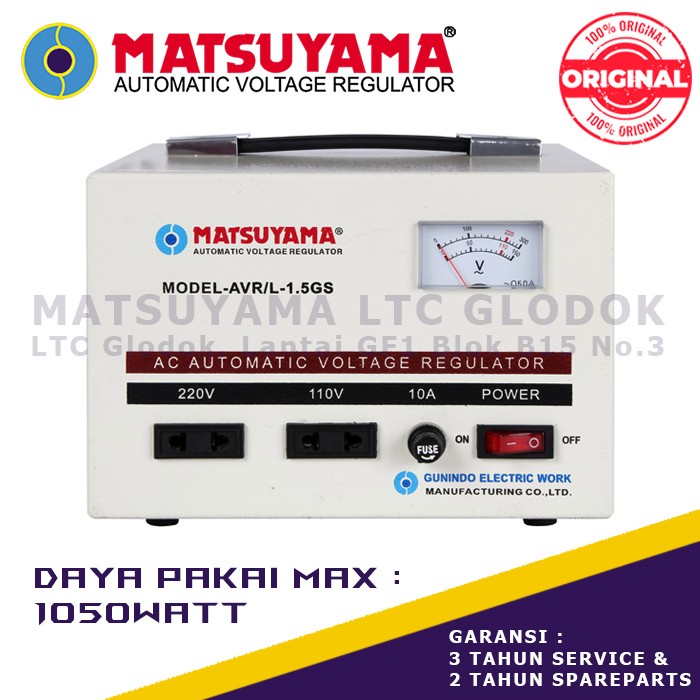 Terlaris Stabilizer Listrik Stavolt Voltage Regulator Matsuyama 1500 Watt