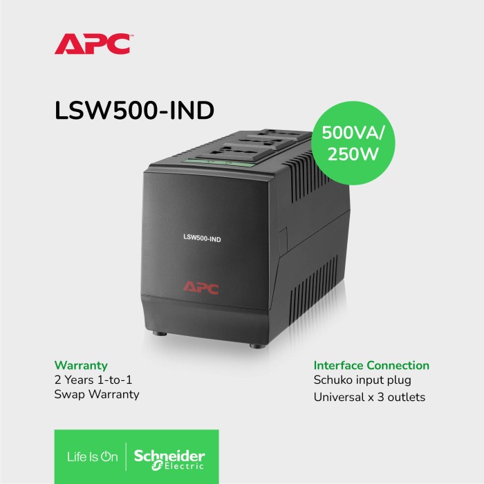 Terlaris Stabilizer Apc 500Va Lsw500-Ind