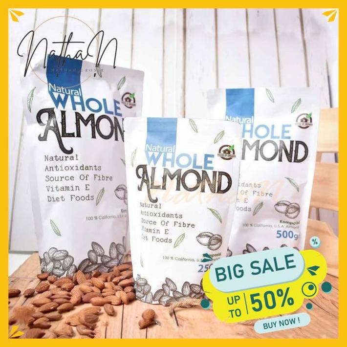 

NATURAL WHOLE ALMOND ( KACANG ALMOND NATURAL ) 500 GR - TC TERBAIK