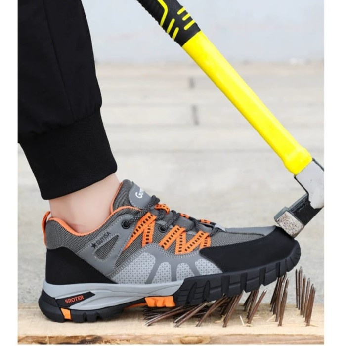 Terlaris Sepatu Safety Sporty Guyisa Grey 110 Ujung Besi Import Pria Wanita