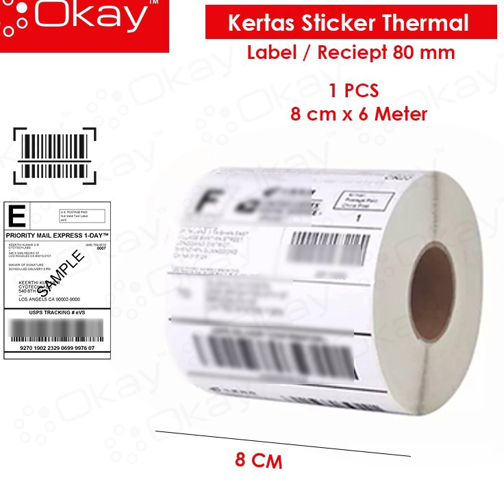 

BSPC3041 5.5 COD OKAY Kertas Sticker Thermal 80 MM cocok untuk printer Label 80mm continuous paper