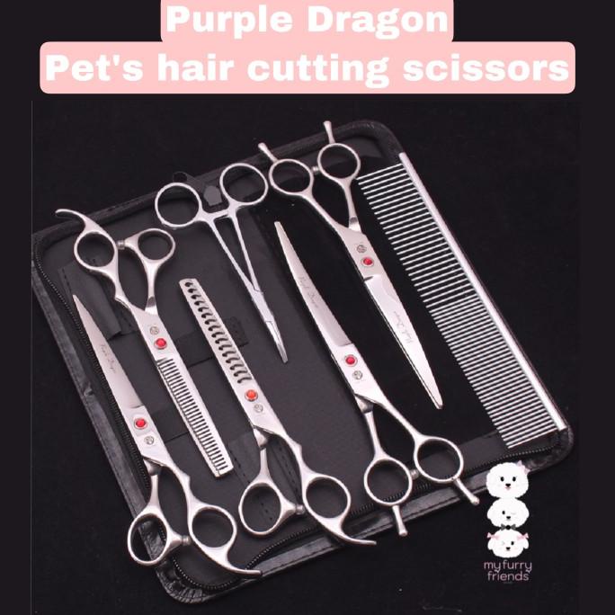 Pet grooming scissors set PURPLE DRAGON 7inch Premium quality