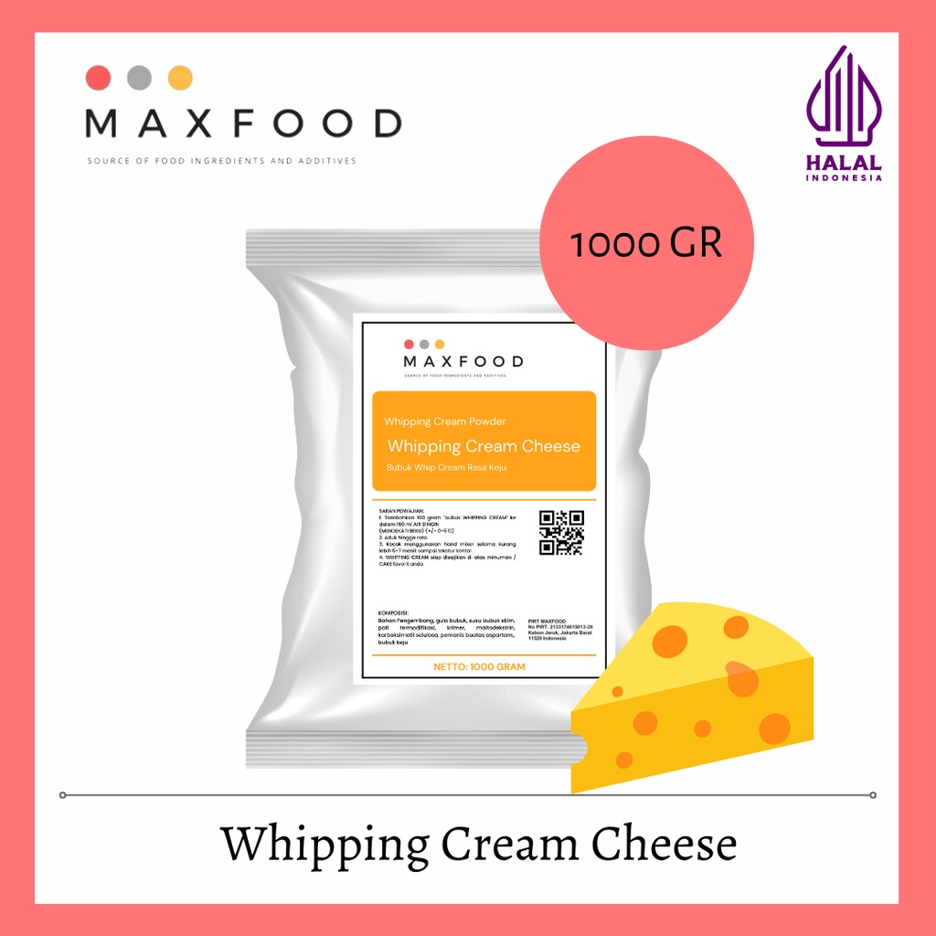 

Whipped Cream Powder/ Bubuk Krim Kocok / Whip Cream / Whipping Cream - Cheese 1kg