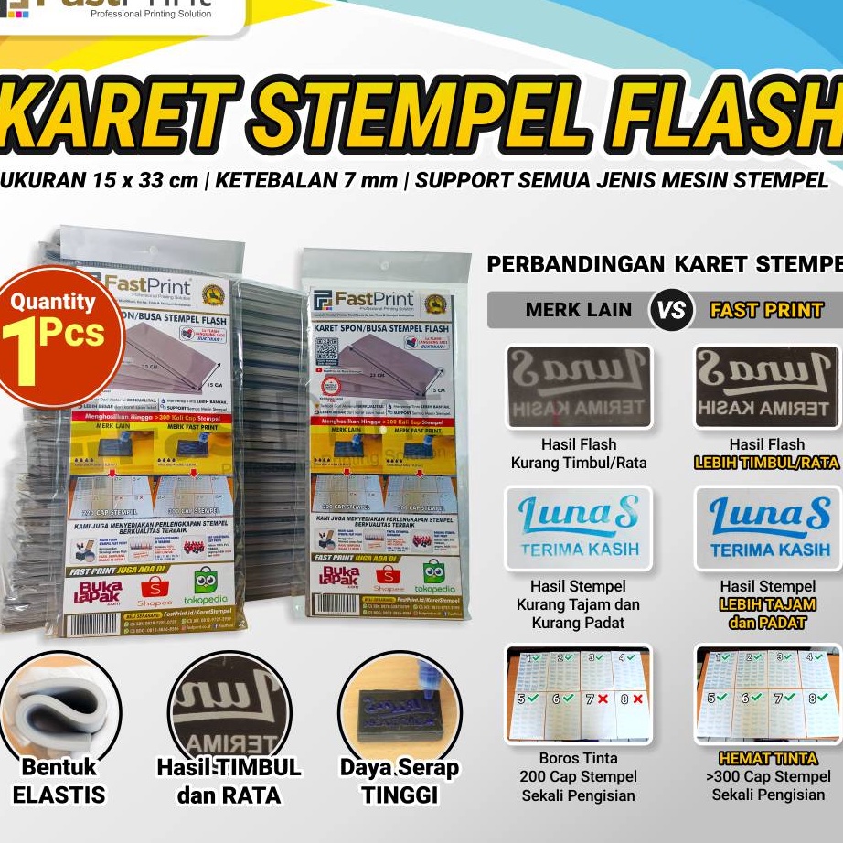 

PKZC9508 READY STOK Karet Spon/Busa Stempel Flash Warna 15 x 33 CM