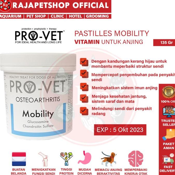 PROVET PASTILLES MOBILITY SUPLEMEN TULANG VITAMIN SENDI ANJING 135 GR