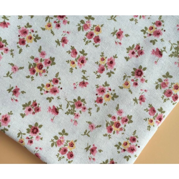 Ready stok kain linen qualitas premium motif bunga kecil cocok untuk taplak meja