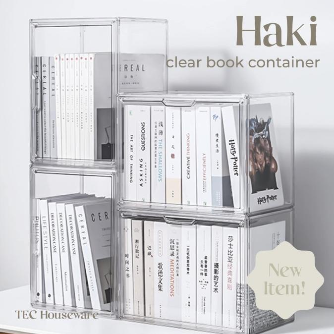 TECHAKI Transparent Acrylic Book Magazine Organizer Storage Box
