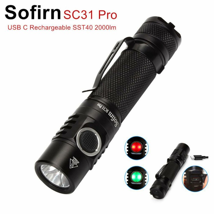 Terlaris Sofirn Sc31 Pro Senter Led Luminus Sst40 Sst-40 2000 Lumens Usb C