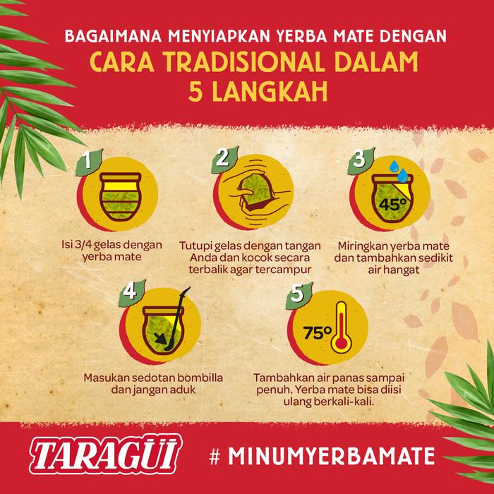 Taragui Yerba Mate Original With Stems 250G + Che Mate Gourd Cup Set