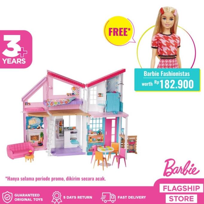 BARU Barbie Malibu House Playset - Mainan Boneka Anak Perempuan