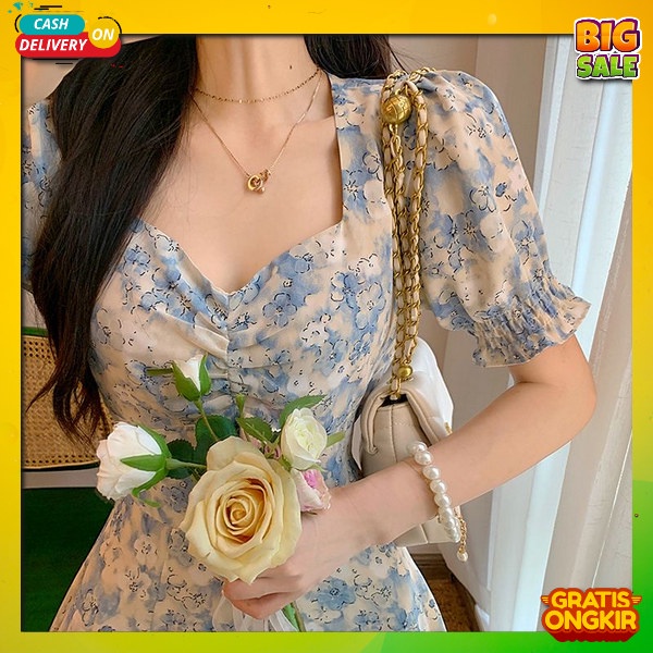 Driss Mewah Elegant Dress Midi Gaya Korea Murah Sress Simple Korean Stile Dress Wanita Import Bsju D