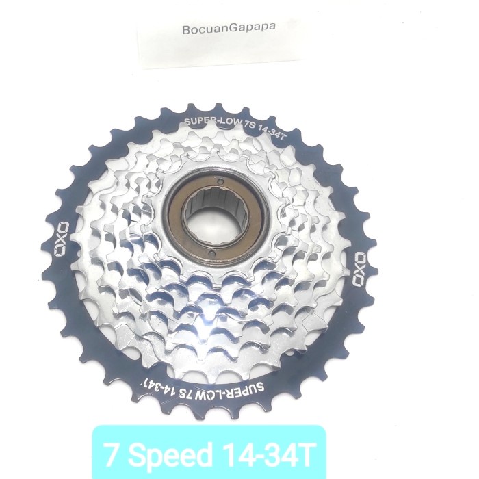 Terlaris Sprocket Drat Ulir Freewheel Megarange Oxo 7 Speed 14-34T Chrome