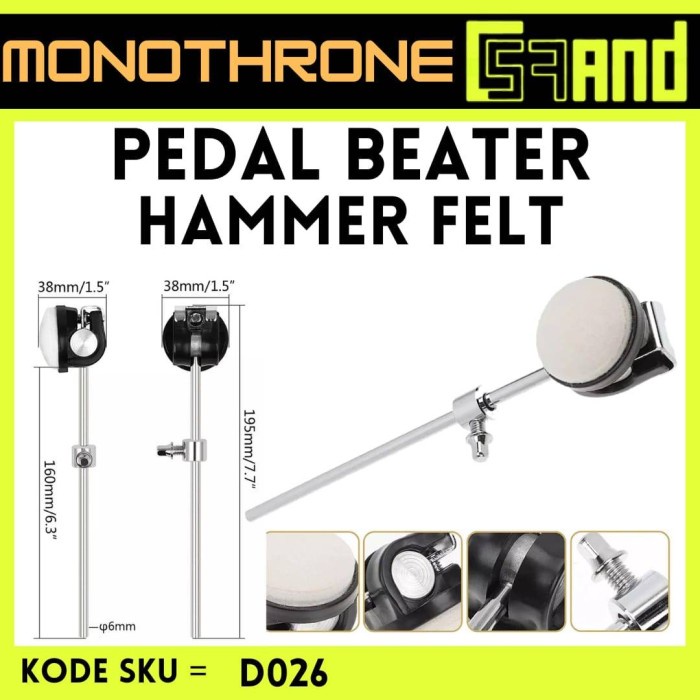 Terlaris Pedal Beater Drum Hammer Head Pedal Beater Felt Bass Drum Foot Beater